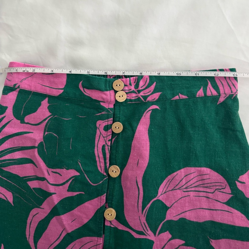 Maison d’Amelie linen blend green and pink midi skirt and cropped top set - Picture 8 of 10